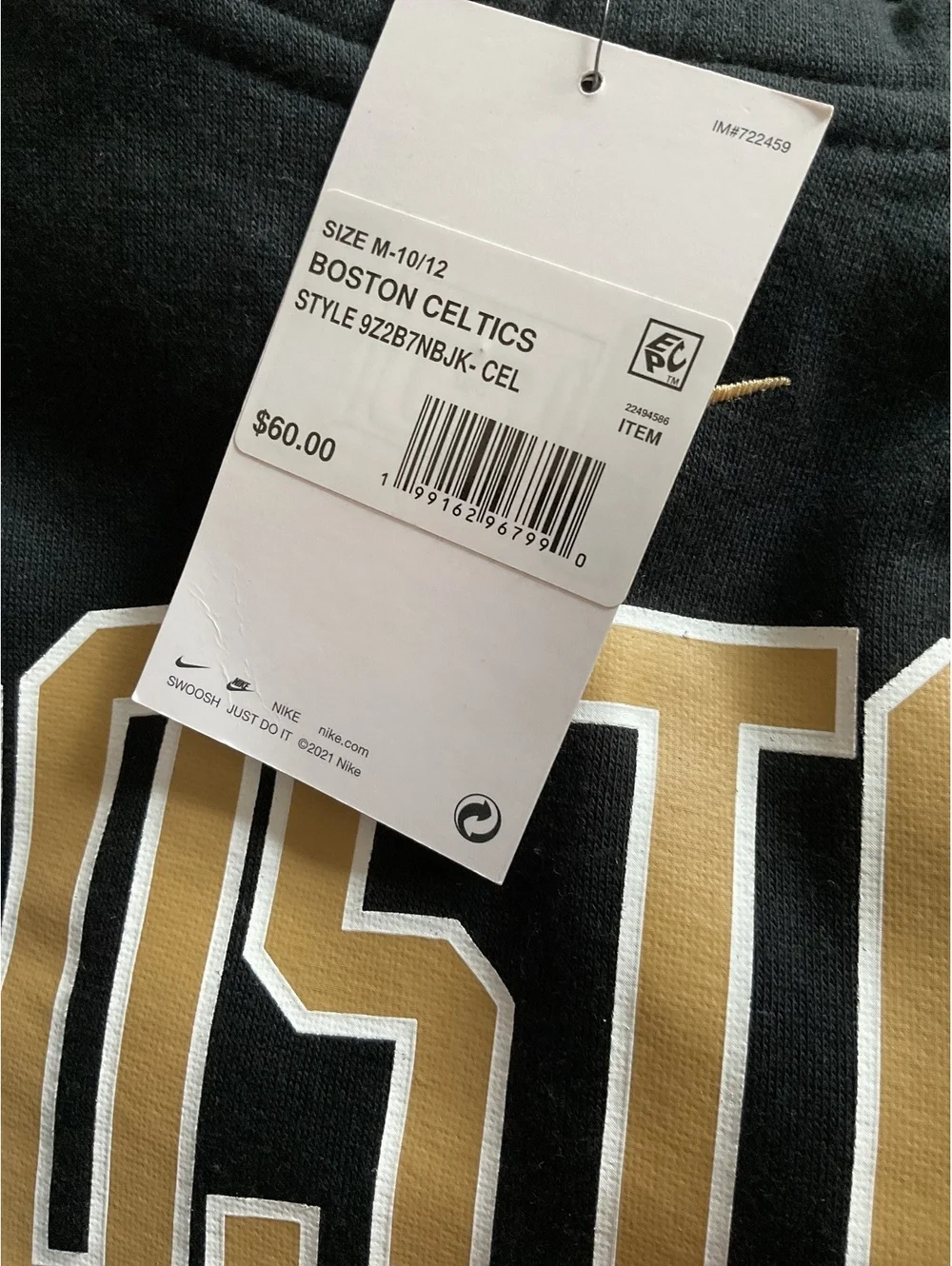 NWT New CELTICS NIKE 2025 CITY EDITION CLUB PULLOVER HOOD - Youth Medium
